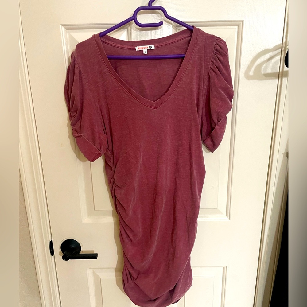 Sundry mauve color mini dress with puff sleeve size 2
